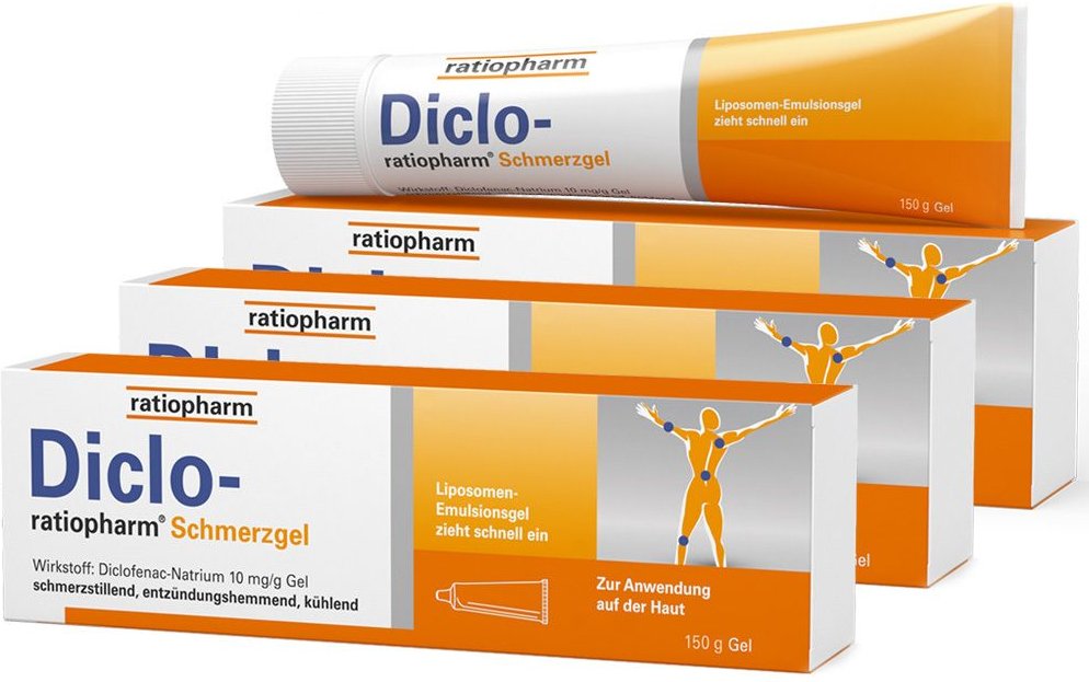 Diclo ratiopharm® Schmerzgel - bei Schmerzen Dreierpack 3x150 g Gel