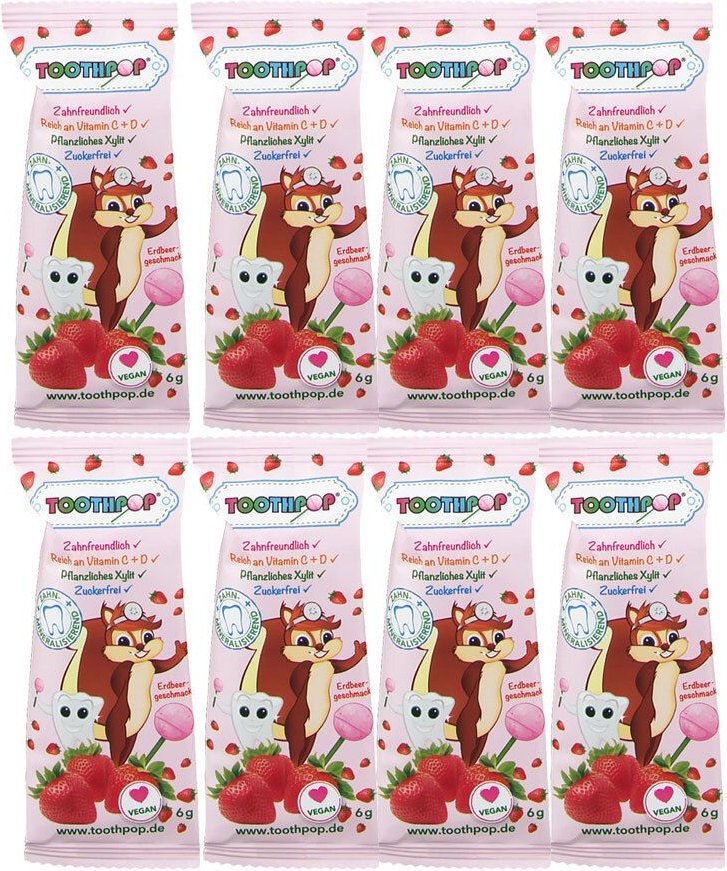 Toothpop Zahnpflege-Lolli Erdbeergeschmack 8-er Set 8x1 St Bonbons