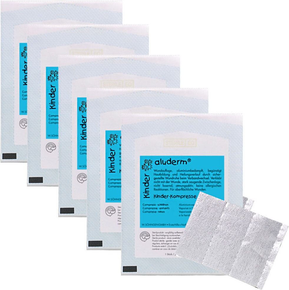 5x Aluderm Kinder Kompressen 6x8 cm 5x1 St