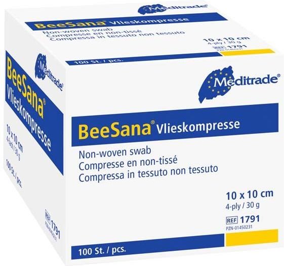 Vlieskompressen unsteril 10x10 cm 4fach 30g 100 St Kombipackung