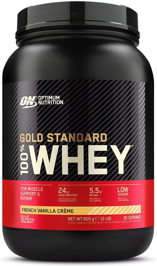 Optimum Nutrition 100 % Whey Gold Standard, French Vanilla Cream, Pulver 900 g Puder