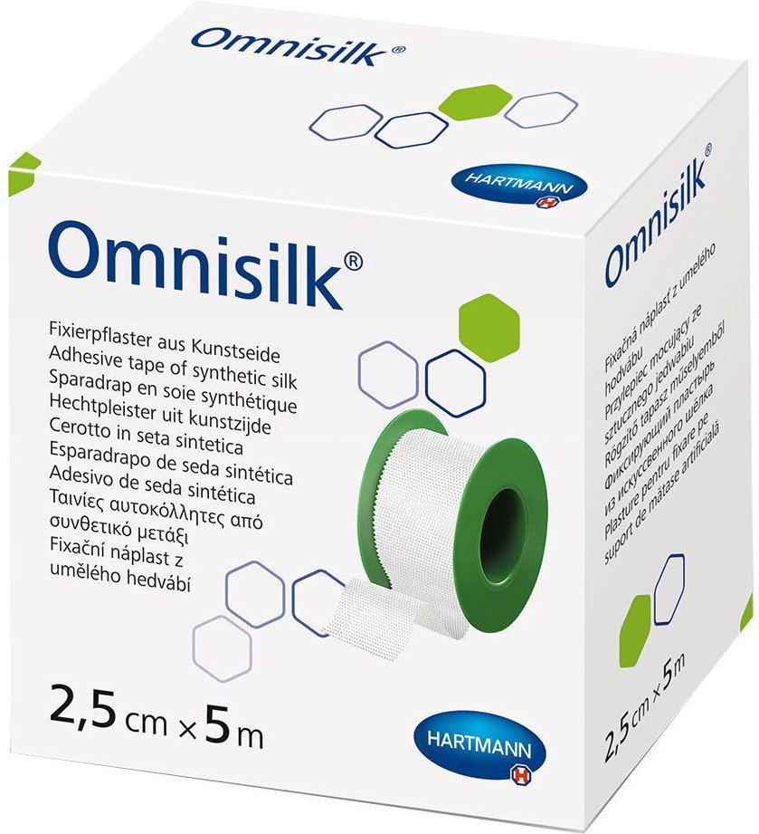 Omnisilk Fixierpflaster Kunstseide 2,5 cmx5 m 1 St Pflaster