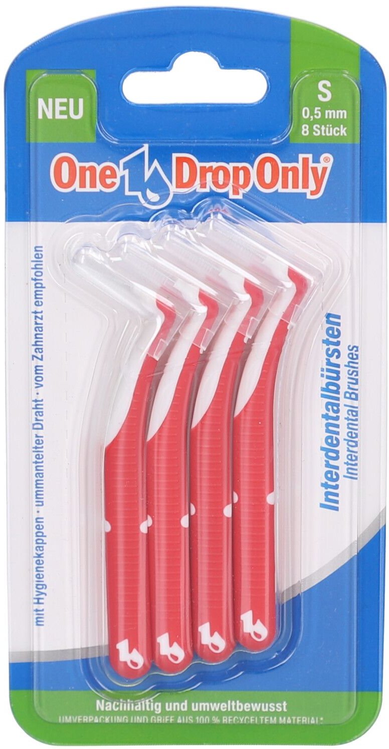 ONE Drop Only Interd.B.S 0,5mm rot gewinkelt PCR 8 St Zahnbürste