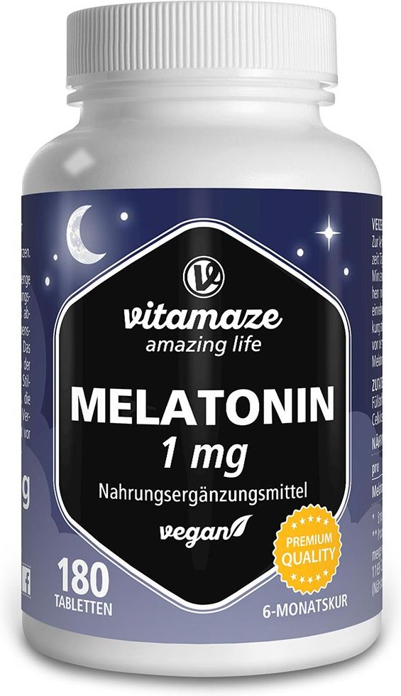 Melatonin 1 mg hochdosiert vegan Tabletten