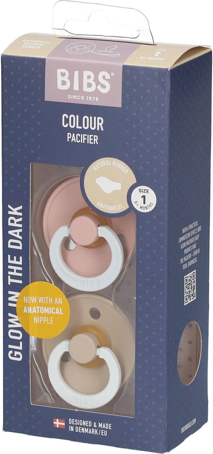 Bibs Fopspeen Anatomic Glow Vani - Blush 0-6 Maanden 2 St Sauger