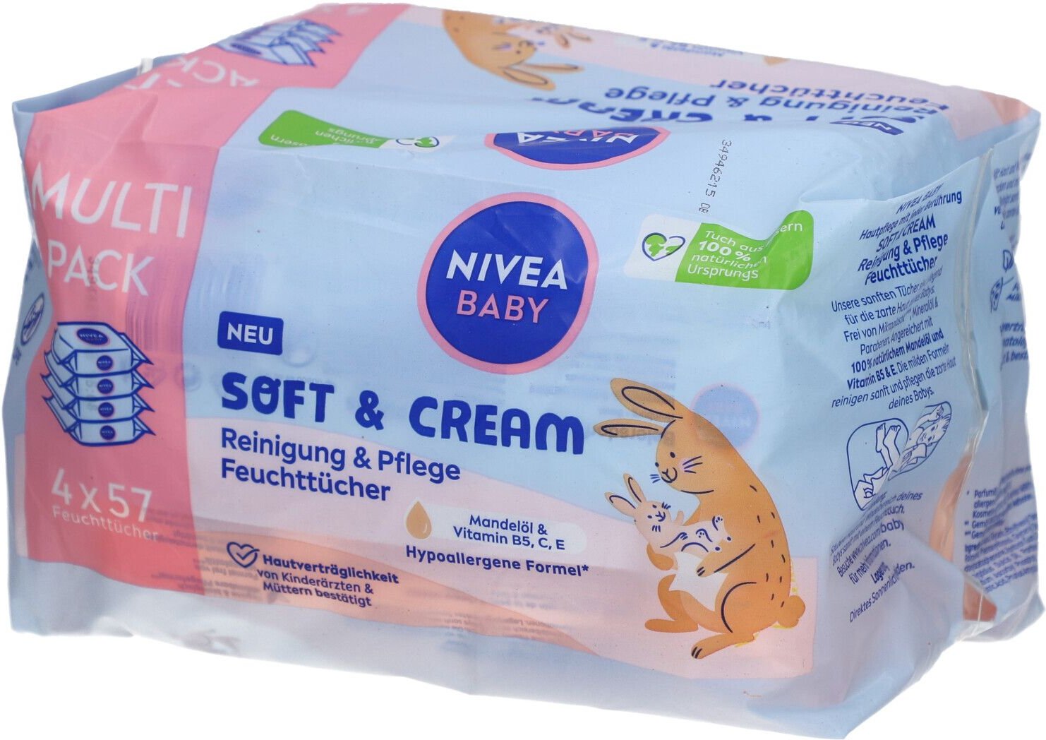 Nivea Baby Soft & Cream Pflege Feuchttücher 4x57 St Tücher