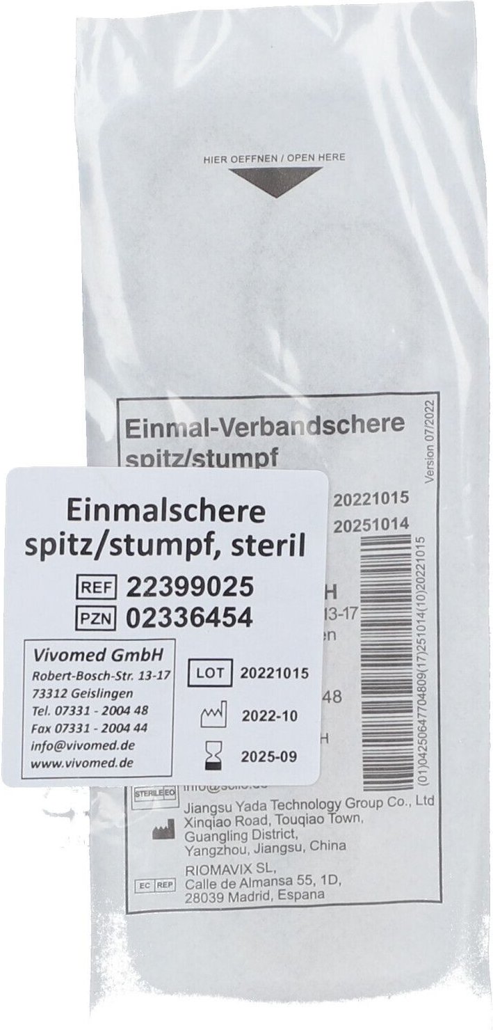 Thumbnail - Einmal Verbandschere steril spitz/stumpf 1 St Schere