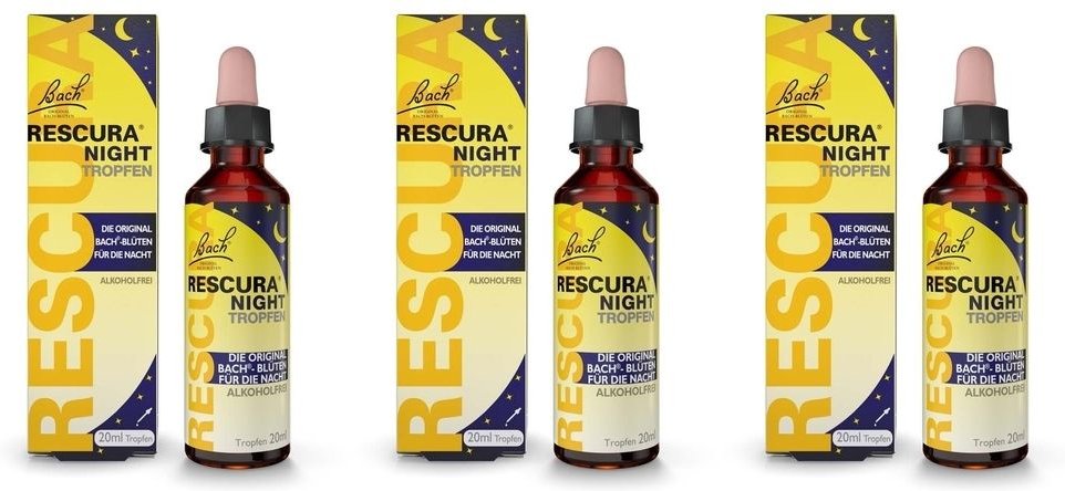 Bachblüten Original Rescura Night Tropfen alk.frei 3x 3x20 ml