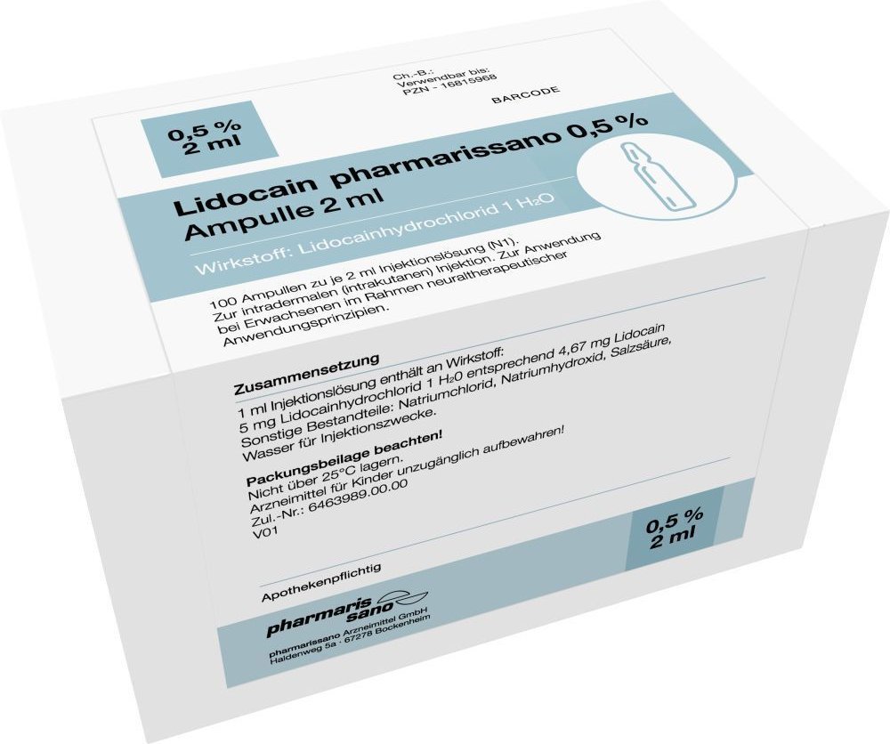 Thumbnail - Lidocain pharmarissano 0,5% Inj.-Lsg.Ampullen 2 ml 100x2 Injektionslösung