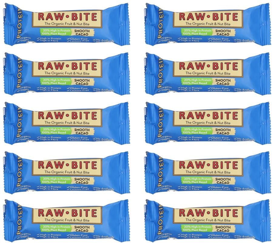 Rawbite - Protein Smooth Cacao Riegel, 45g 10er-Pack 10x45 g Riegel