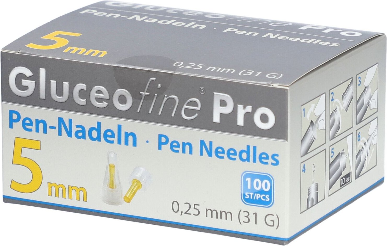 Gluceofine Pro Pen-Nadeln 31 G 0,25x5 mm 100 St Kanüle