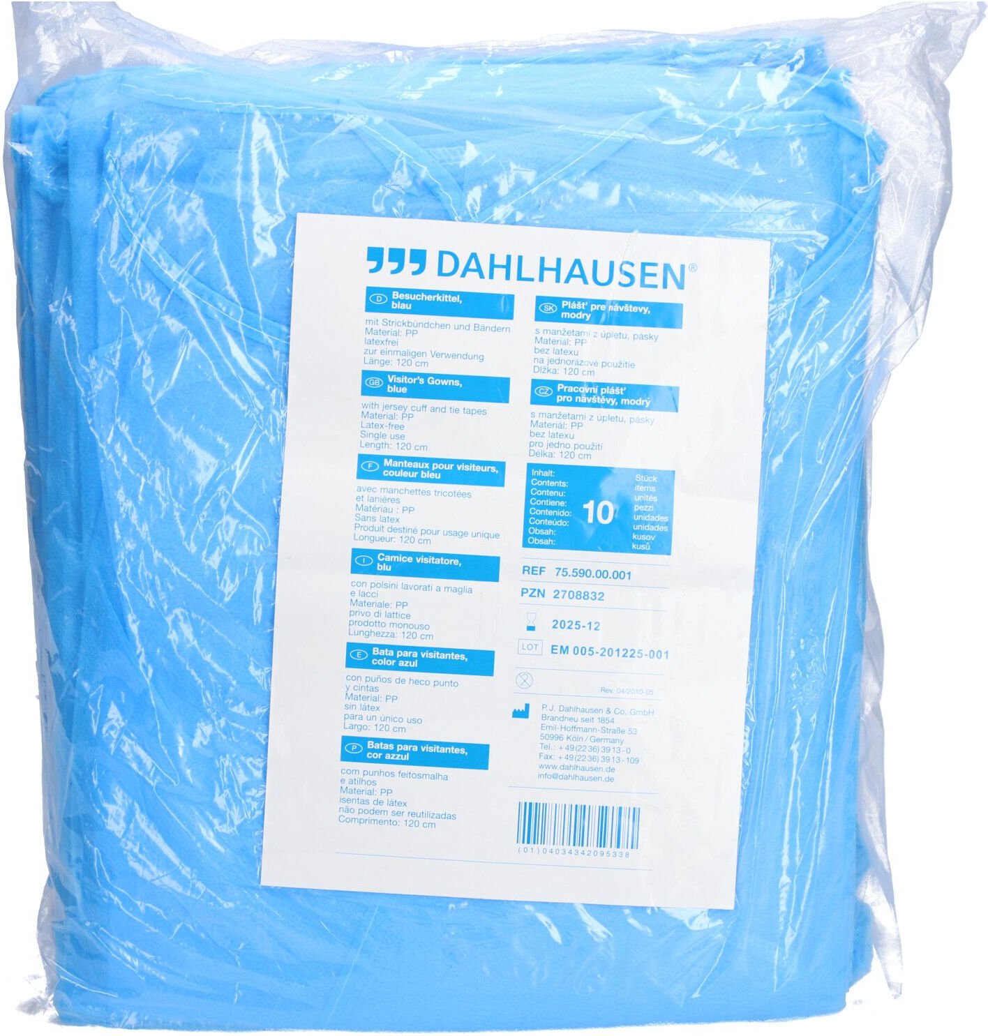 Besucherkittel m.Strickbünd.z.Bind.120x144 cm blau 10 St Nicht relevant