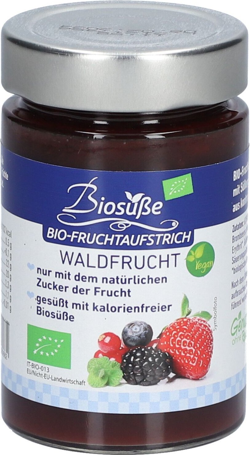 Biosüsse Bio-Fruchtaufstrich Waldfrucht 225 g Glas (fruit spread wild berries glass) Brotaufstrich