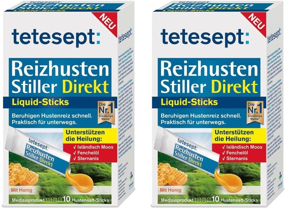 Tetesept Reizhusten Stiller Direkt Liquid Sticks 2x 2x10 St Beutel