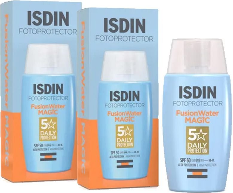 Isdin Fotoprotector Fusion Water Magic LSF 50 ultra-leichte Sonnencreme für das Gesicht Do 2x50 ml Emulsion