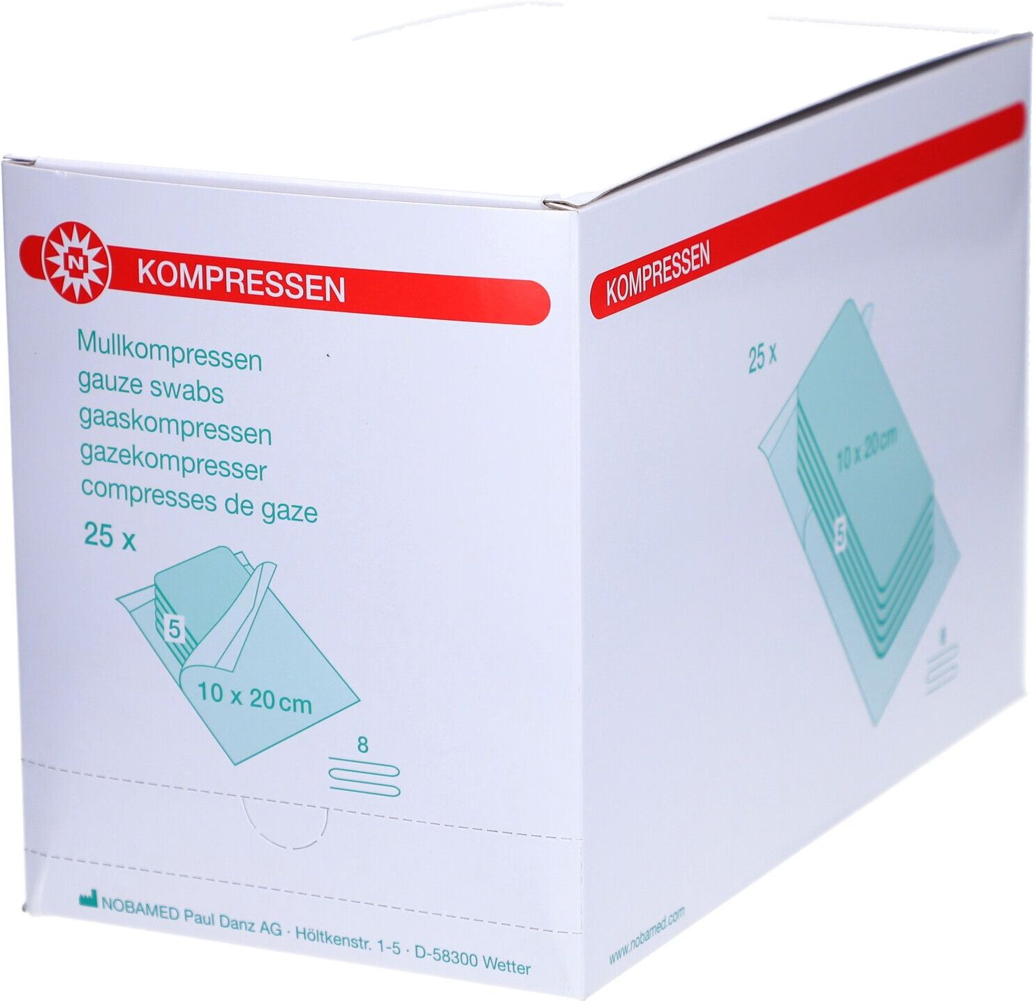 Mullkompressen 10x20 cm steril 8fach 25x5 St Kompressen