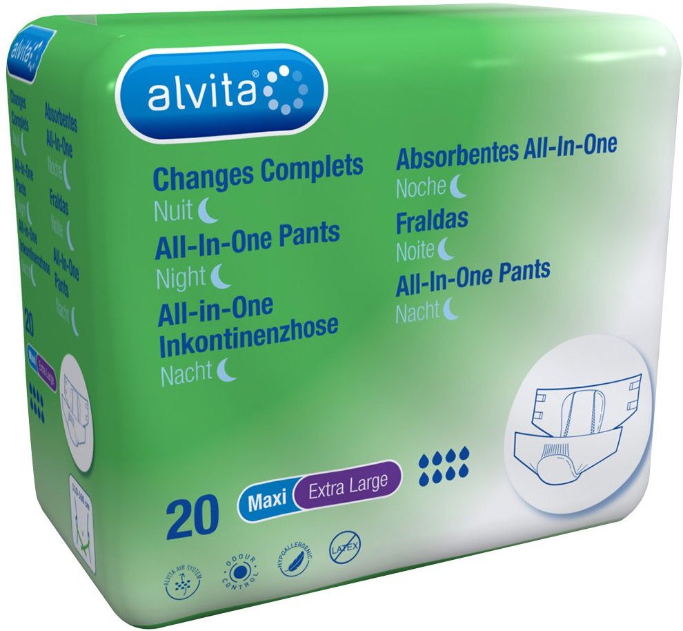 Alvita All-in-One Inkontinenzhose maxi xl Nacht 20 St Einweghosen