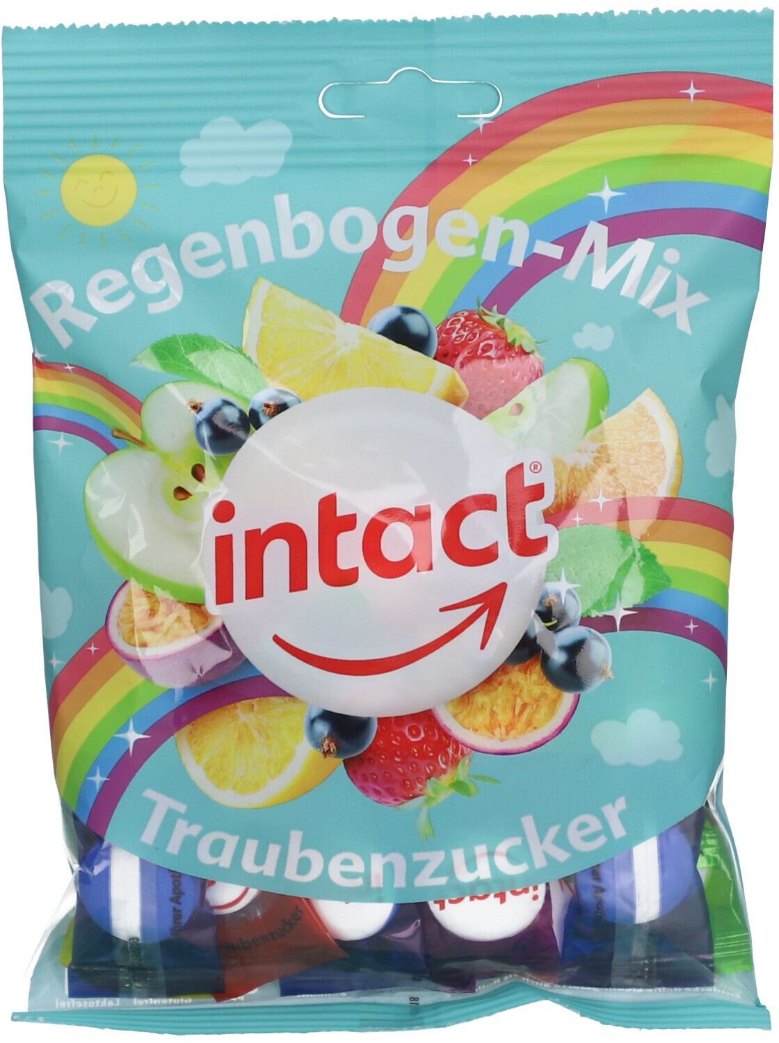 Thumbnail - Intact Traubenzucker Beutel Regenbogen-Mix 75 g Bonbons