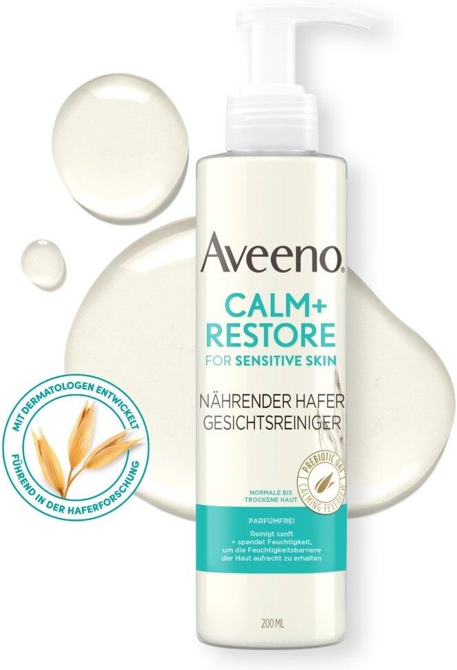 Thumbnail - Aveeno Calm+ Restore nährender Hafer Gesichtsrein. 200 ml Flüssigseife