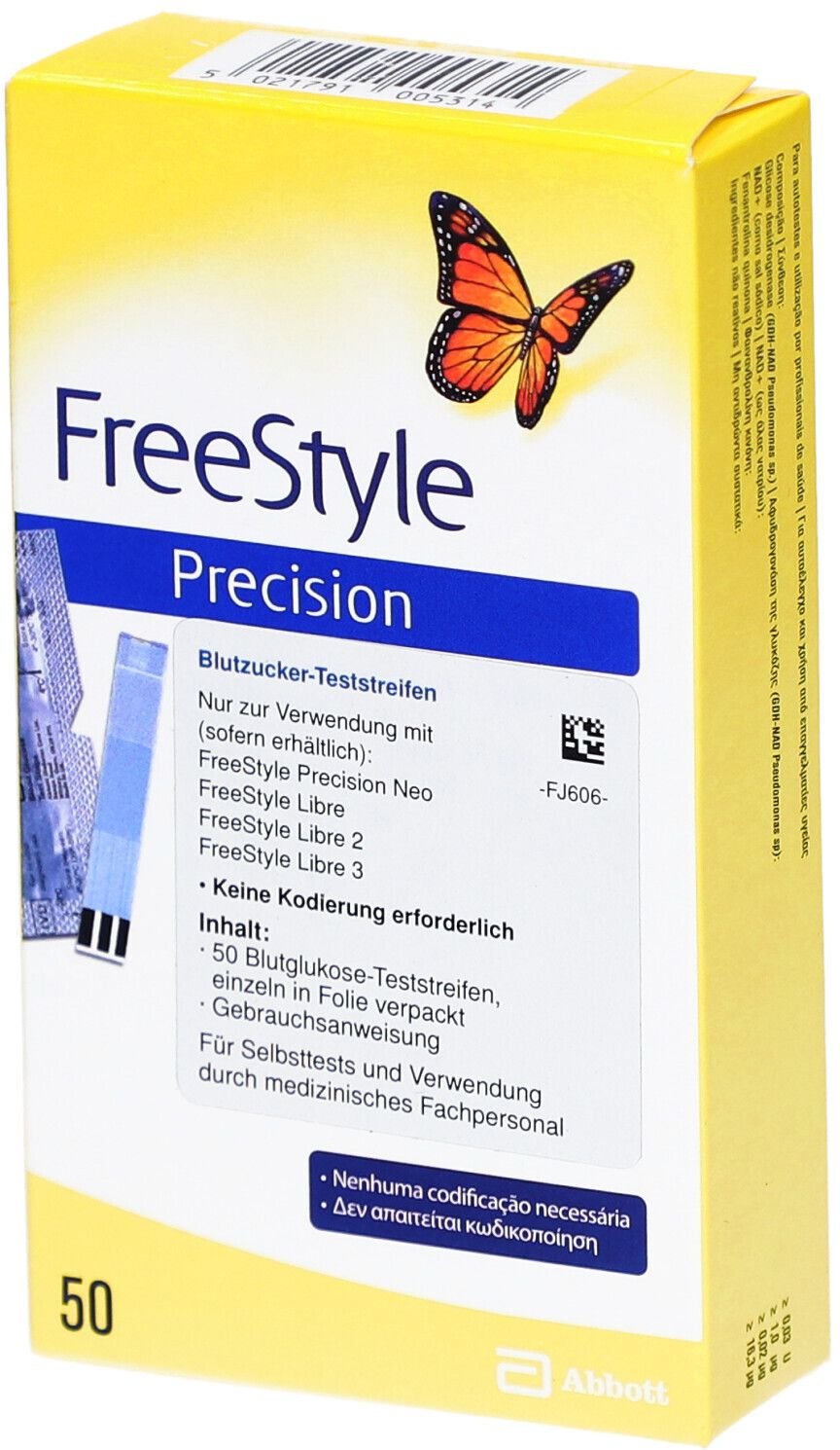 Thumbnail - Freestyle Precision Blutzucker Teststr.o.Codierung 50 St Teststreifen