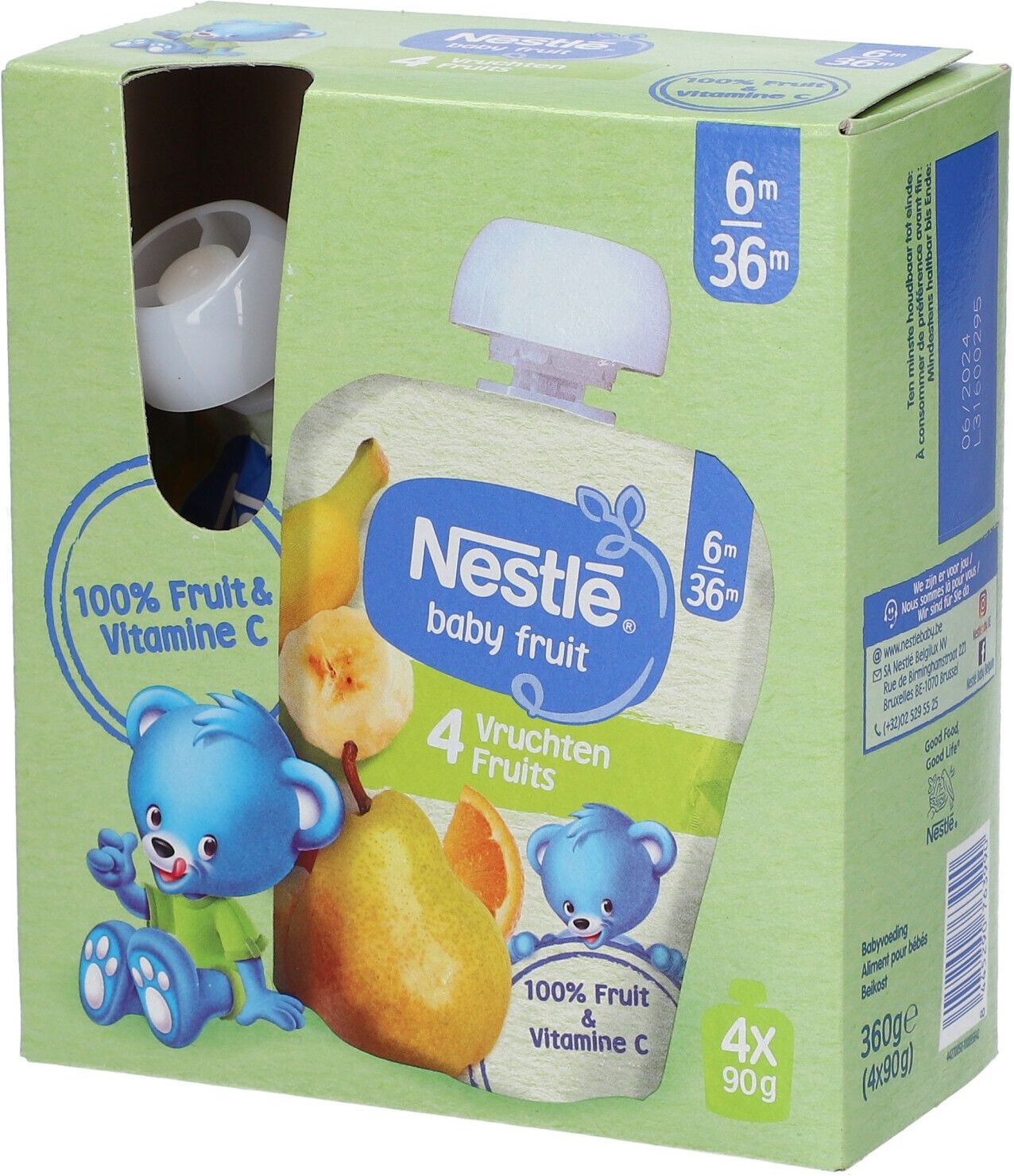 Nestle Baby Fruit 4 Vruchten 4x90 g Futter