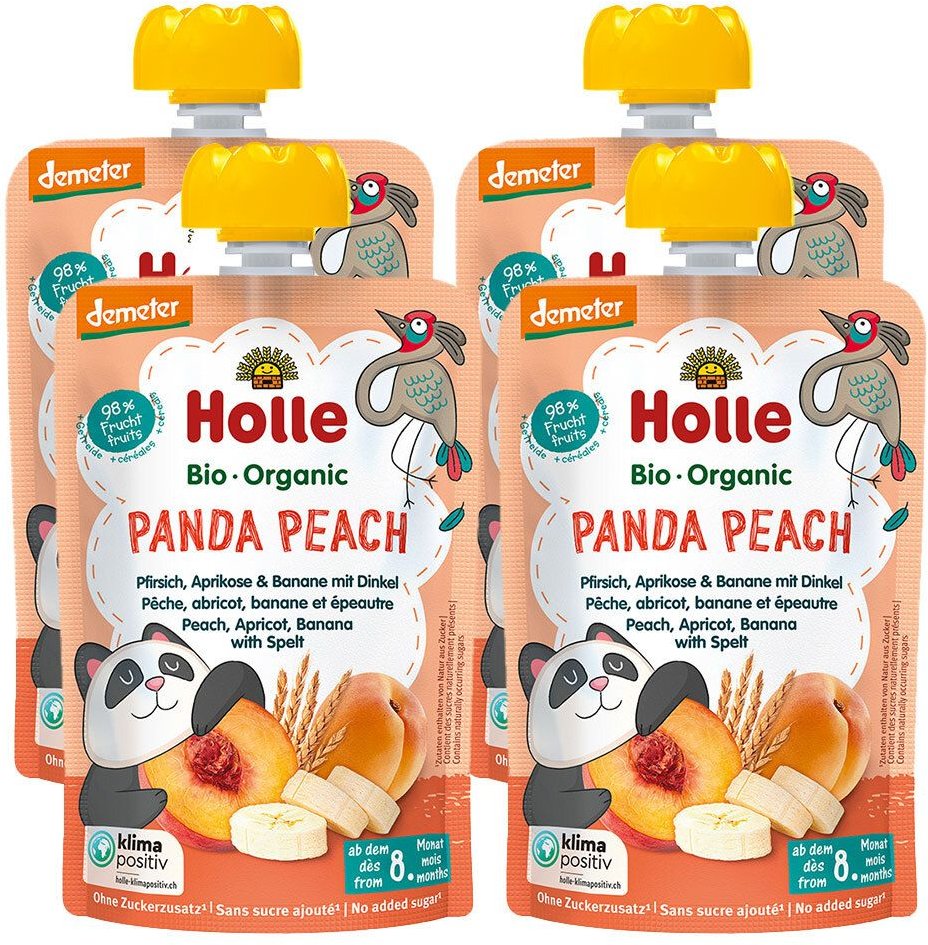 Holle Panda Peach Pouchy 4er Set 4x100 g Trinklösung