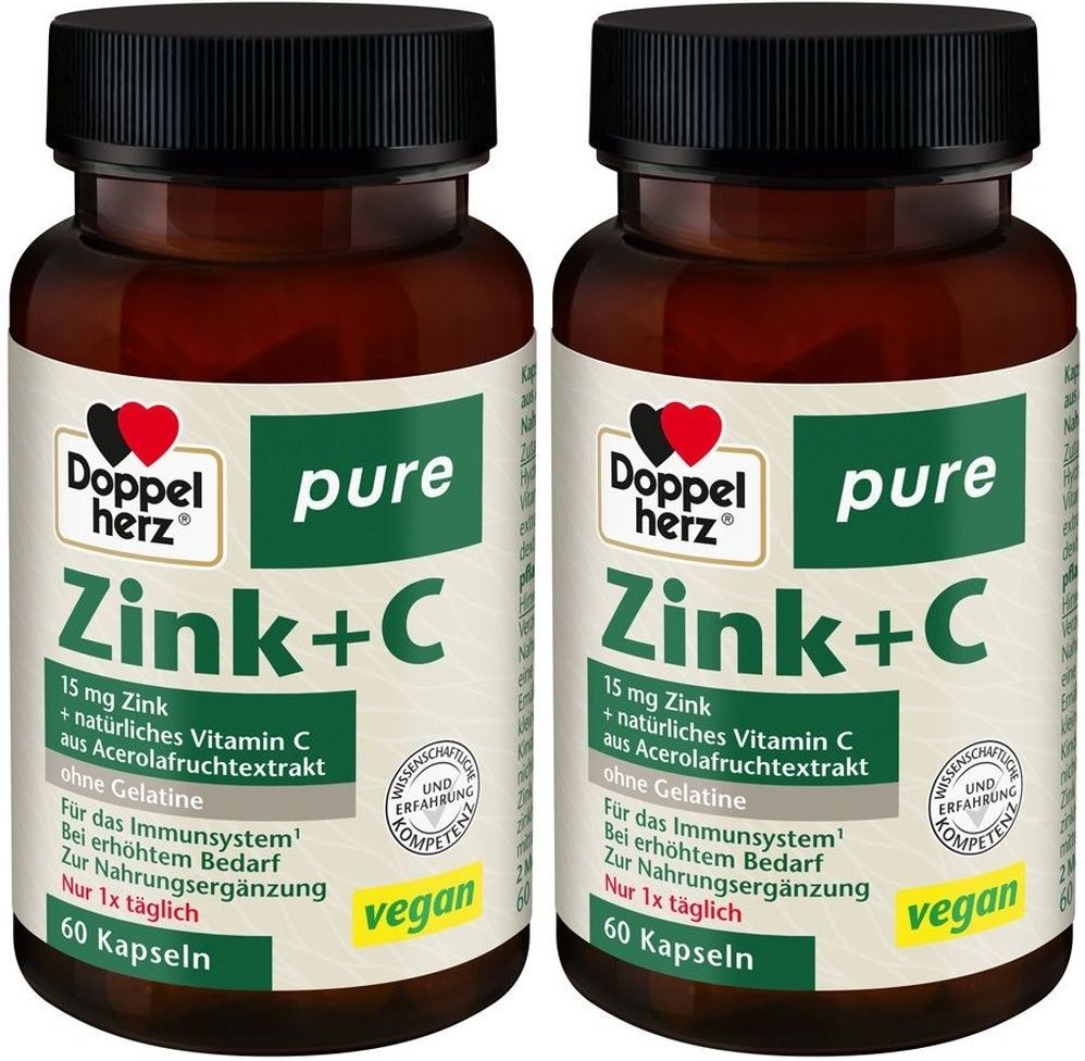 Doppelherz Zink+C pure Kapseln 2x 2x60 St