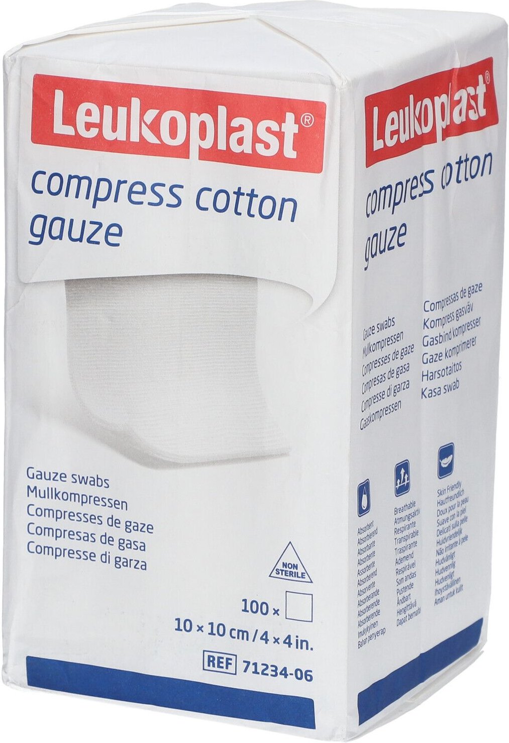 Leukoplast compress Cotton Gauze 10x10cm unst.12f 100 St Kompressen