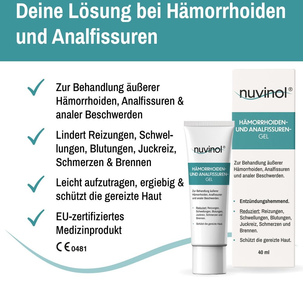 Nuvinol Hämorrhoiden-Gel und Analfissuren-Gel 40 ml Gel