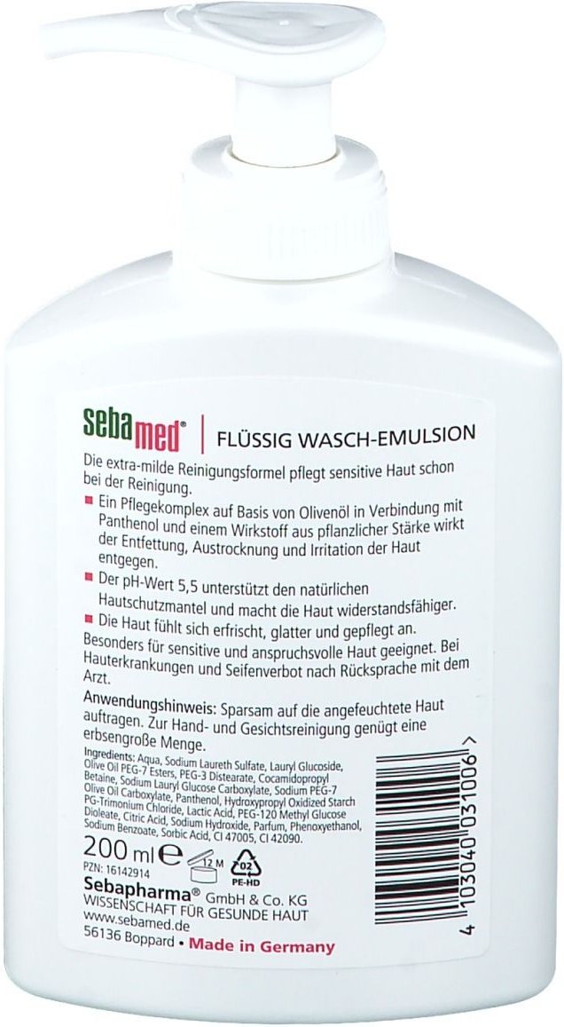Sebamed flüssig Waschemulsion m.Olive m.Spender 200 ml Emulsion