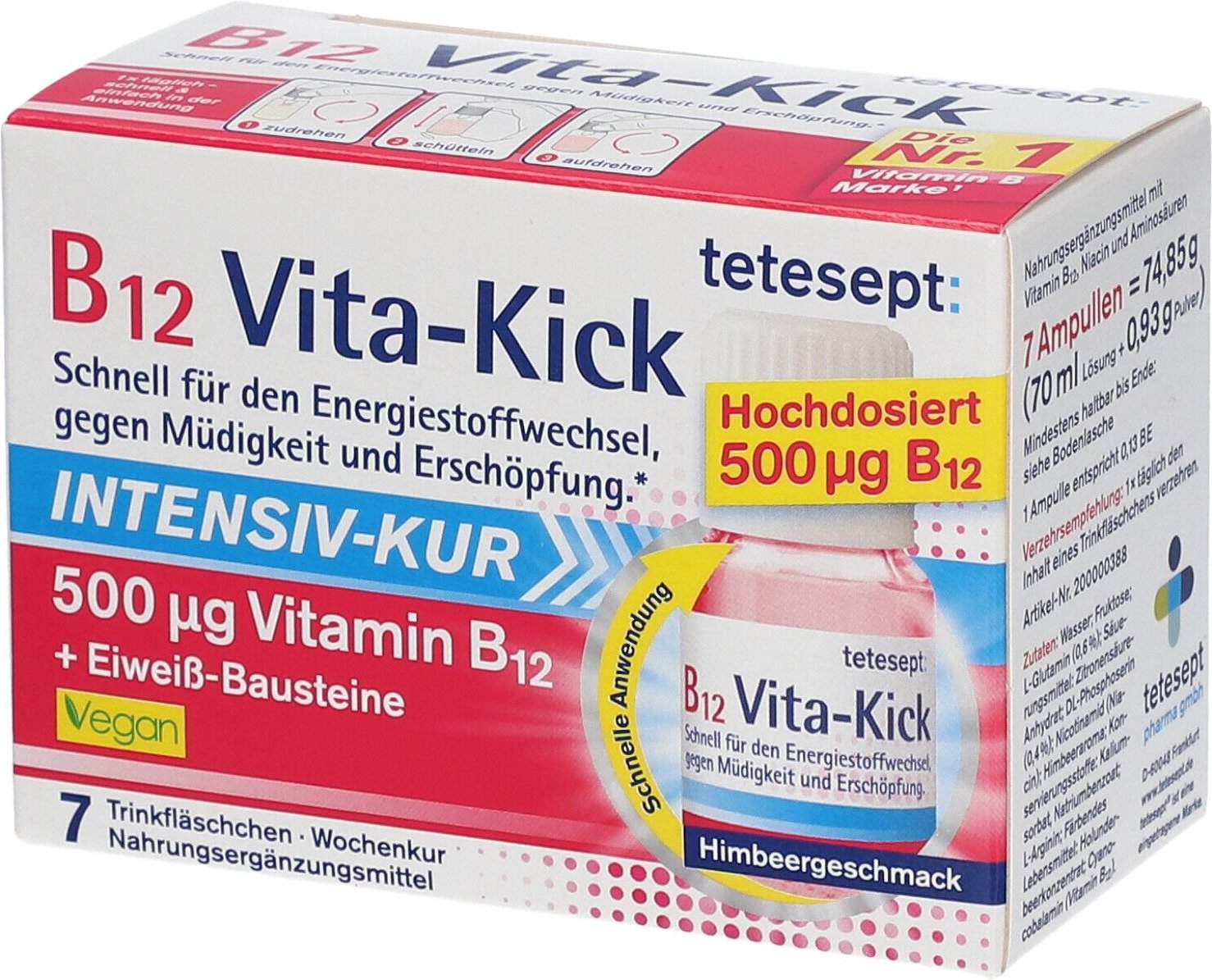 Tetesept B12 Vita-Kick 500 µg Intensiv-Kur TRA 7 St Trinkampullen