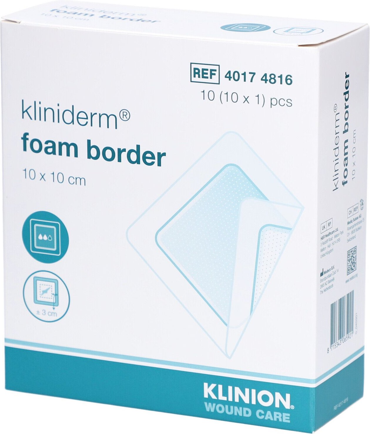 Kliniderm foam Border 10x10 cm steril 10 St Verband