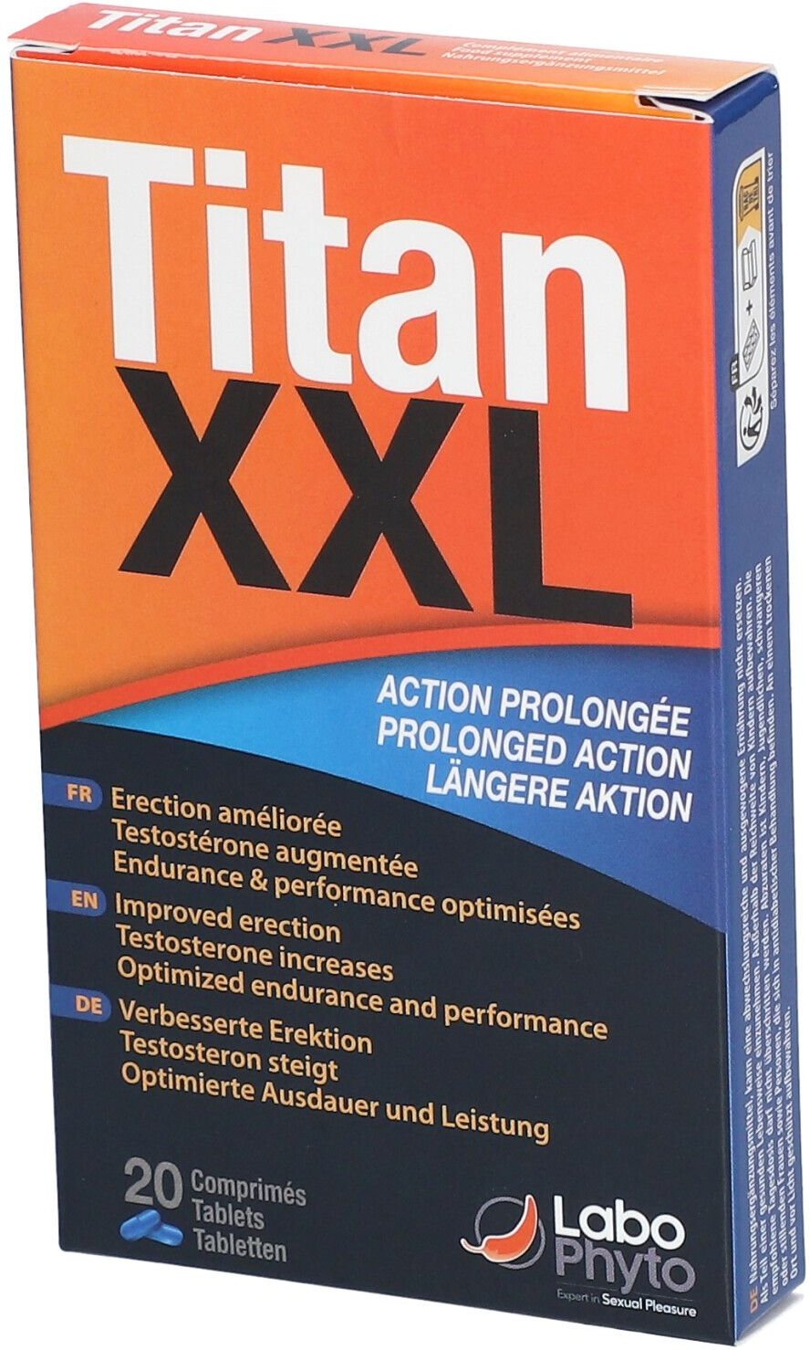 Titan XXL - Comprimé à libération prolongée, complément alimentaire stimulant sexuel. b 20 St Tabletten