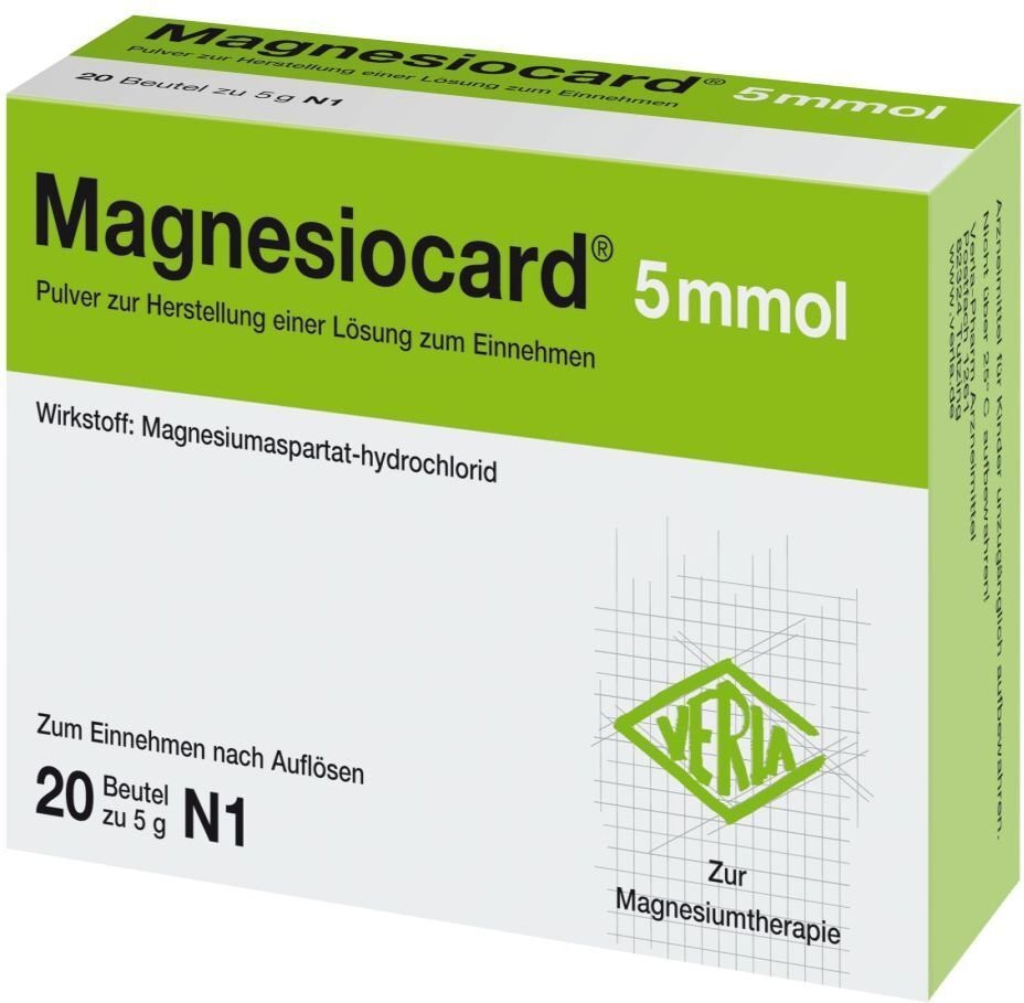 Magnesiocard 5 mmol Plv.z.Her.e.Lsg.z.Einnehmen 20 St Pulver zur Herstellung einer Lösung zum Einnehmen