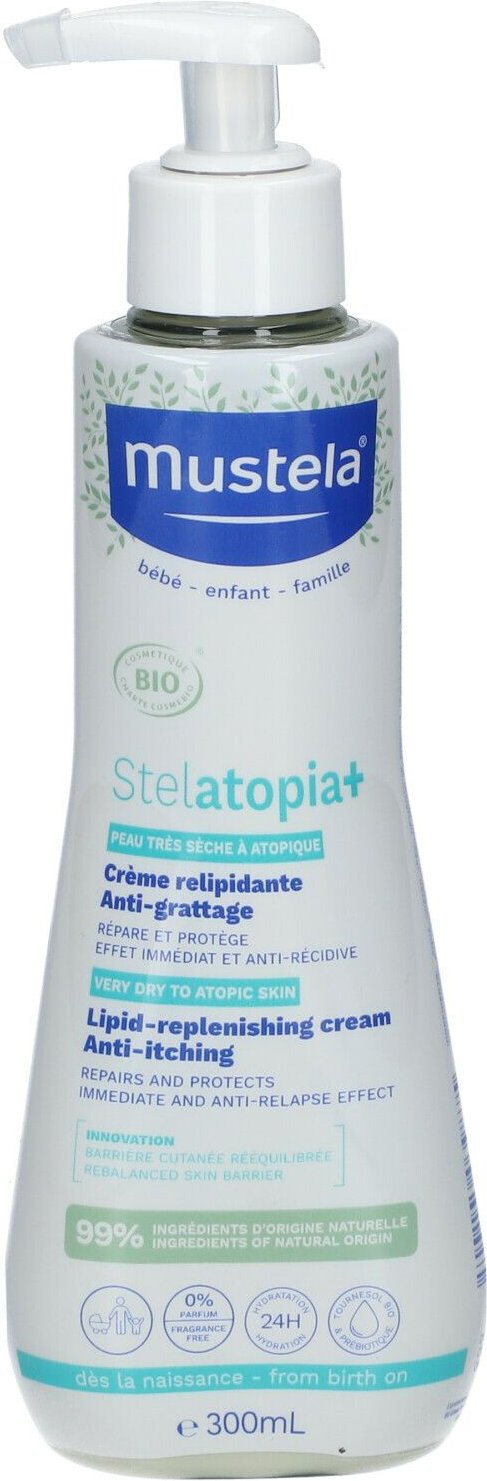 Mustela Stelatopia+ Herstellende Anti-Jeuk Creme Zeer Droge tot Atopische Huid Bio 300 ml