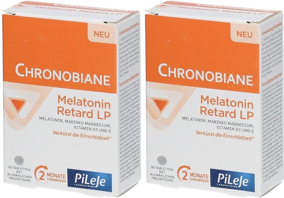Chronobiane Melatonin Retard LP 1mg Einschlaf Tbl. 2x 2x60 St Tablette, veraenderte Wirkstofffreisetzung