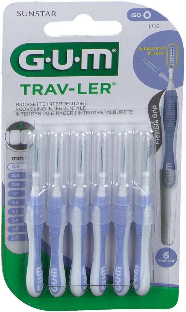 GUM Trav-Ler 0,6mm Kerze hellblau Interdentalbür. 6 St Zahnbürste