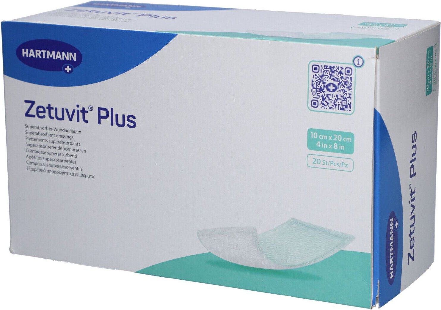 Zetuvit Plus extrastarke Saugkompr.steril 10x20 cm 20 St Kompressen