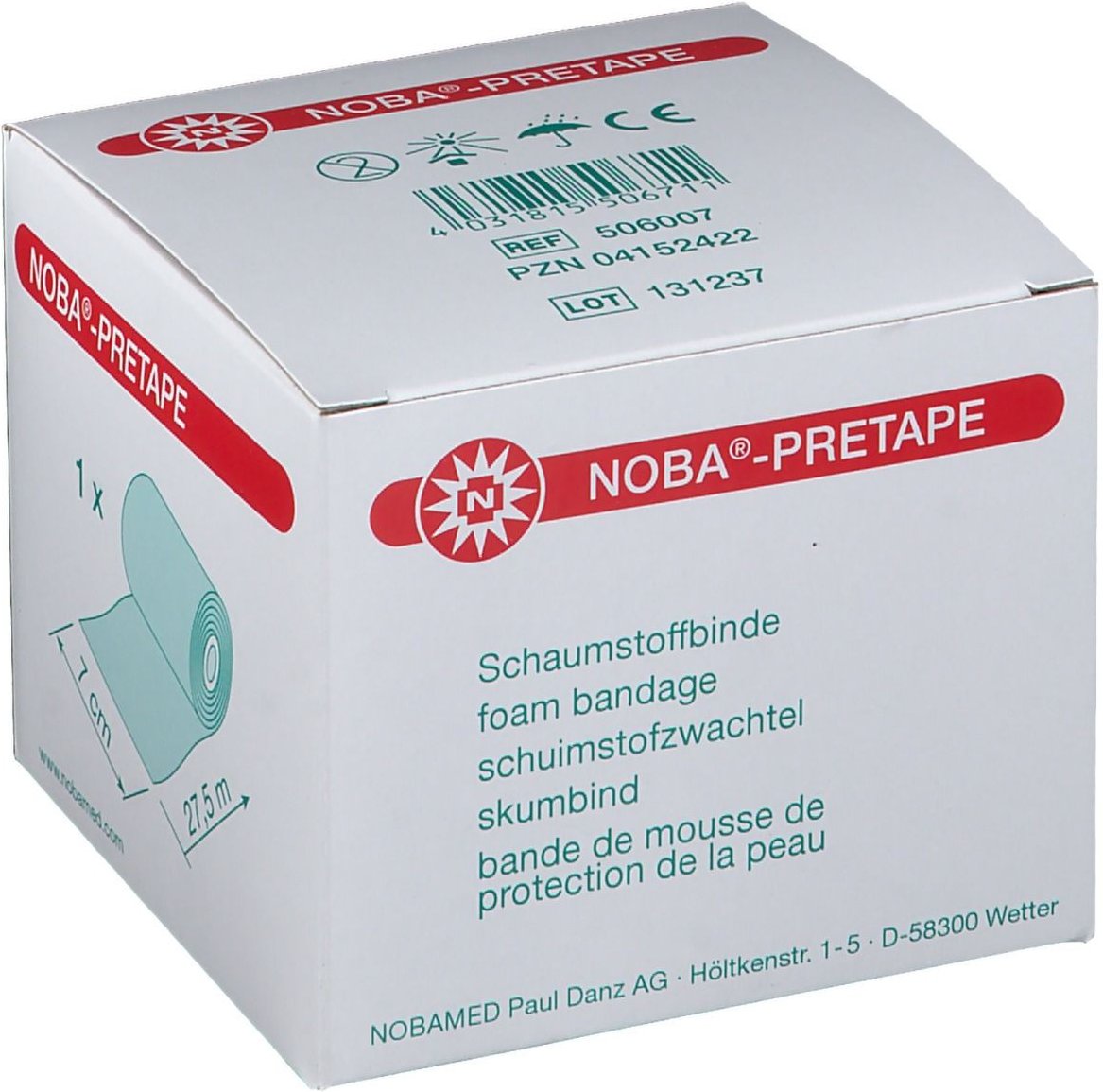 Noba Pretape Schaumstoffbinde 7 cmx27,5 m 1 St Binden