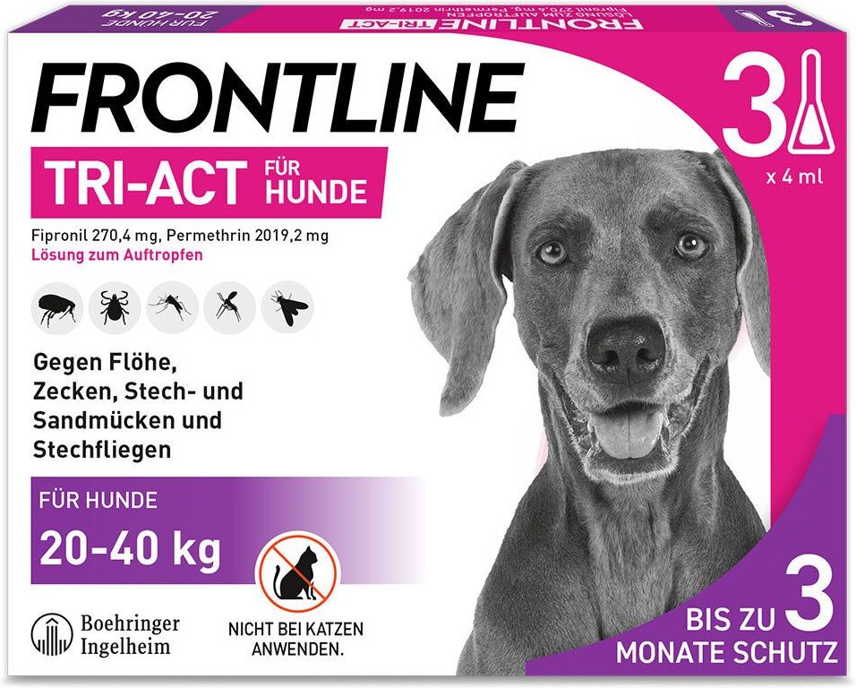 Frontline Tri-Act Lsg.z.Auftropfen f.Hunde 20-40kg 3 St Einzeldosispipetten