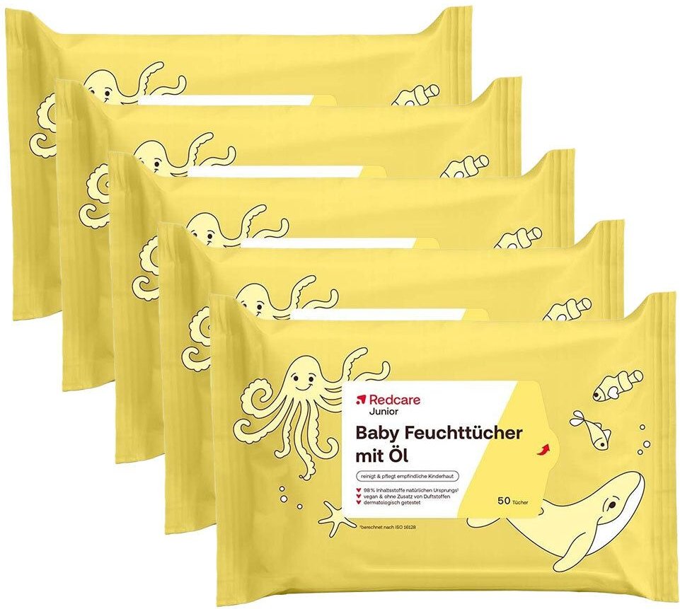 Redcare Junior Baby Feuchttücher mit Öl x5 5x50 St Tücher