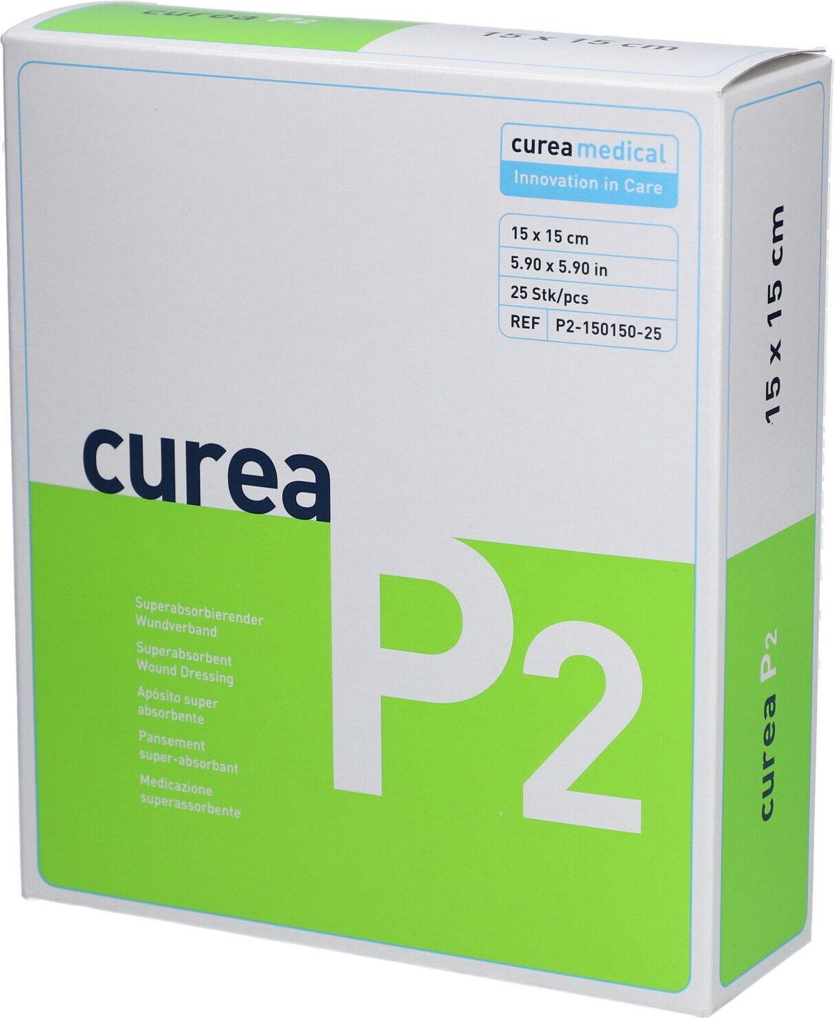 Curea P2 superabsorb.Wundauflage 15x15 cm 25 St Kompresse