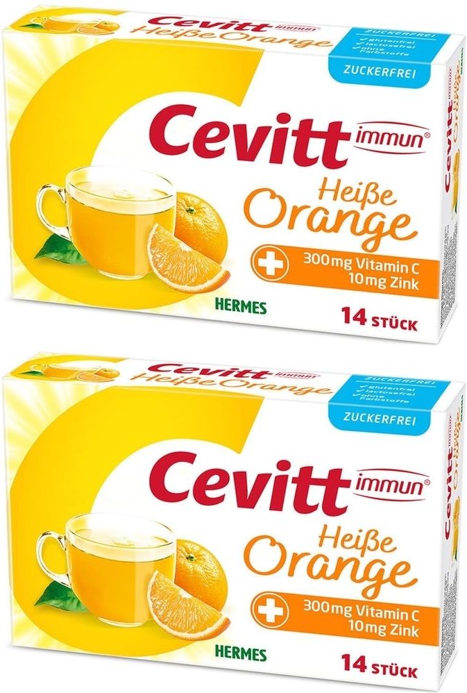 Cevitt immun heiße Orange zuckerfrei Granulat 2x 2x14 St