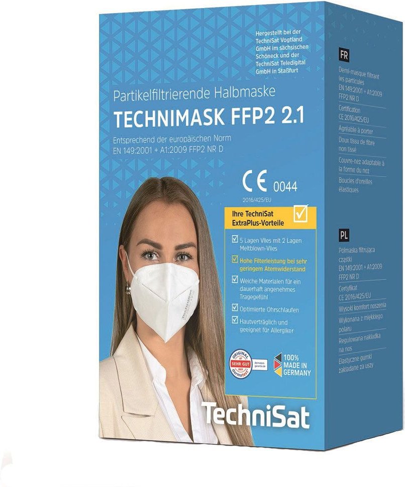 Technimask Ffp2 2.1 partikelfilt.Halbmaske weiß 5 St Maske