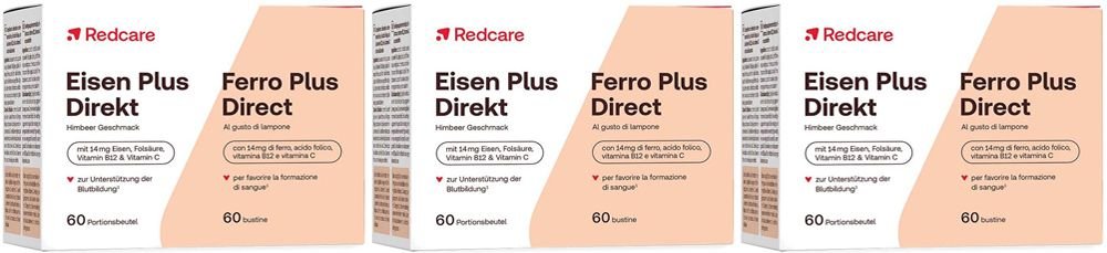 Redcare Eisen Plus Direkt Sticks 73g Dreierpack 3x60 St Trockensaft