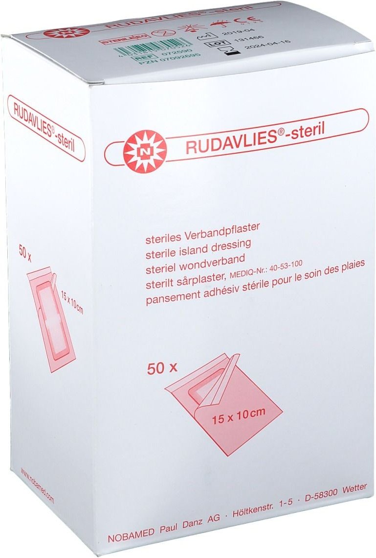 RUDAVLIES-steril Verbandpflaster 10x15 cm 50 St Pflaster