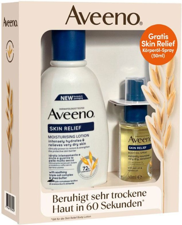 Aveeno Skin Rel.Bodyl.300ml+gratis Öl 50ml Giftset 1 St Kombipackung
