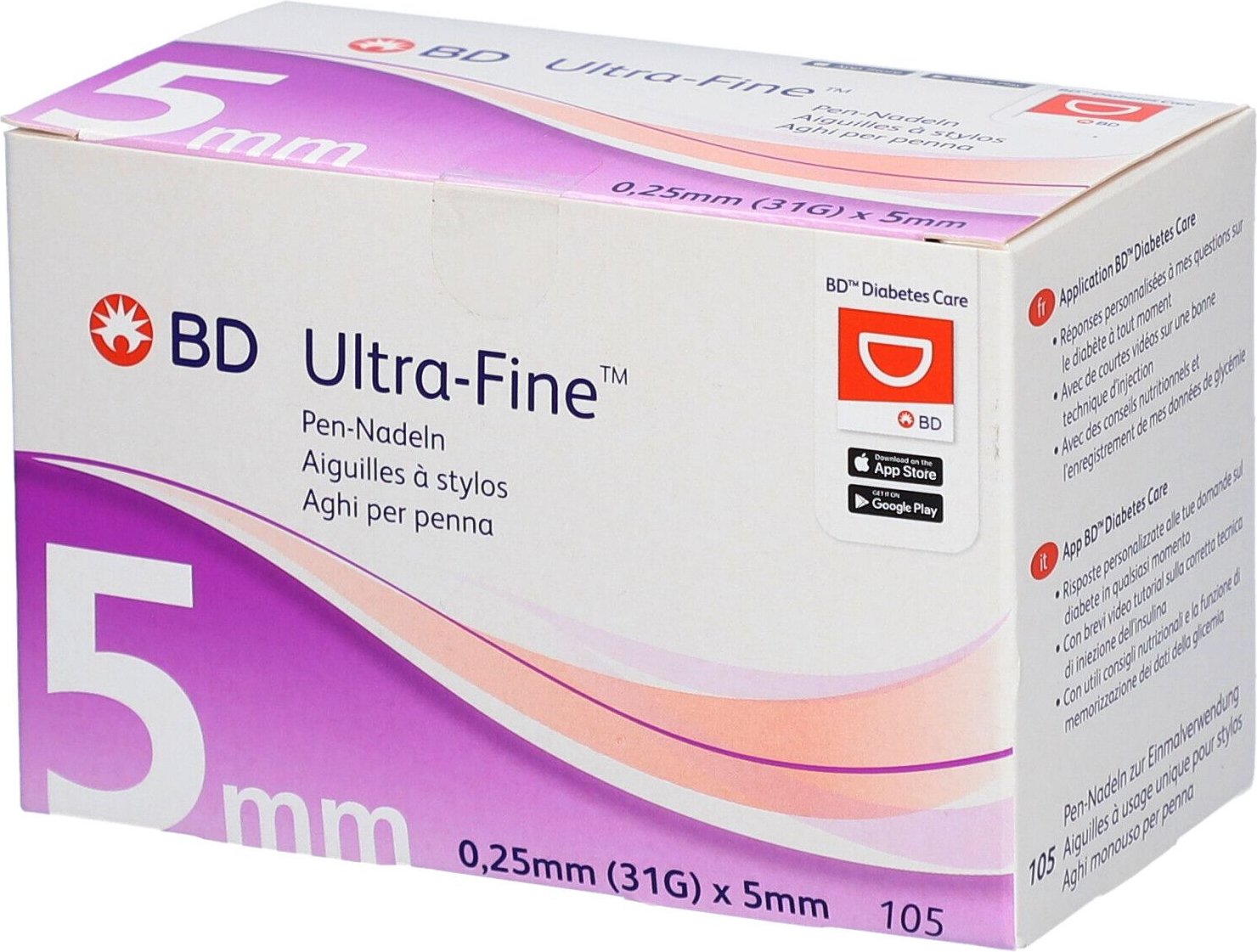 BD Ultra-Fine Pen-Nadeln 5 mm 31 G 0,25 105 St Kanüle