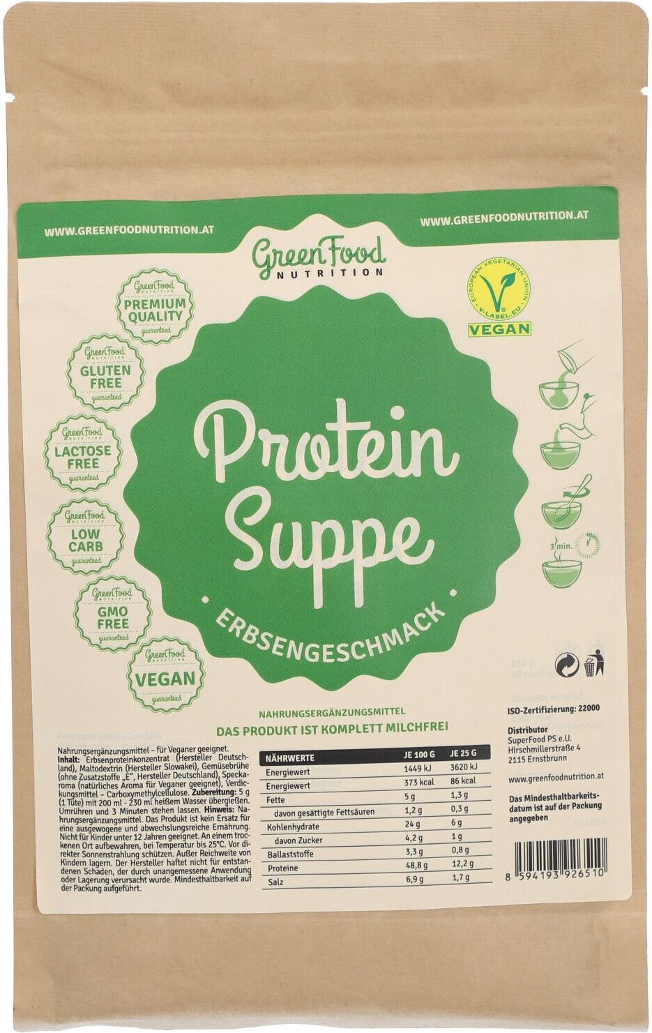 GreenFood Nutrition Protein Soup Pea 250g 250 g Pulver