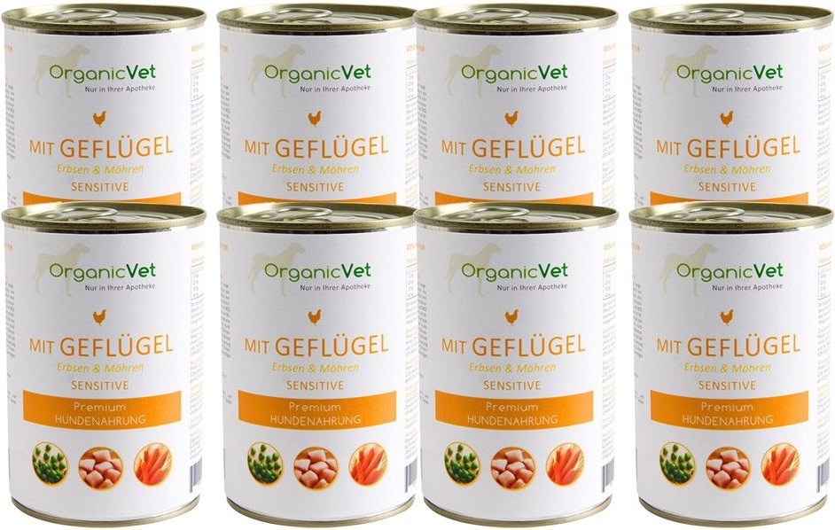 Thumbnail - OrganicVet Hund Sensitive Geflügel 8-er Set 8x400 g Futter